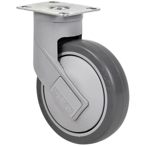RUEDAS ALEX rueda giratora placa 10hc125cp-pgaisb goma gris .eje bolas