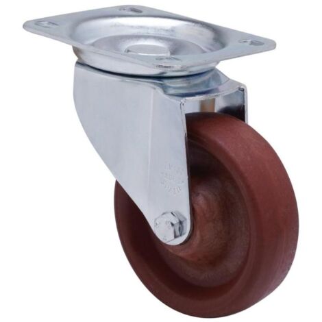 RUEDAS ALEX rueda giratora placa 10zv100-td resina marron eje liso