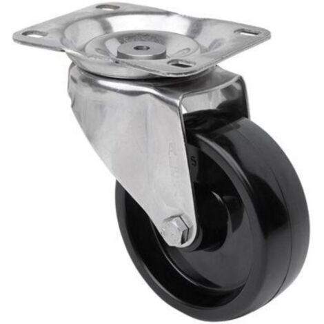 RUEDAS ALEX rueda giratora placa inox.10zvi100-tt resina negra eje liso