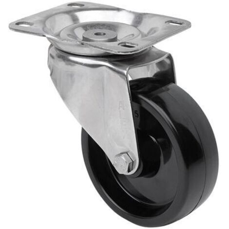 RUEDAS ALEX rueda giratora placa inox.10zvli80-tt resina negra eje liso