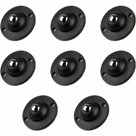 Ruedas autoadhesivas, mini ruedas giratorias, ruedas giratorias de 360 grados en acero inoxidable Silent-Glide para diversos muebles, cajas de almacenamiento y cubos de basura (negro) 8 unidades
