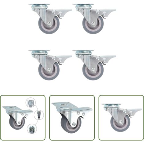 Ruedas con frenos -  Ruedas giratorias con frenos dobles 4 unidades 50 mm