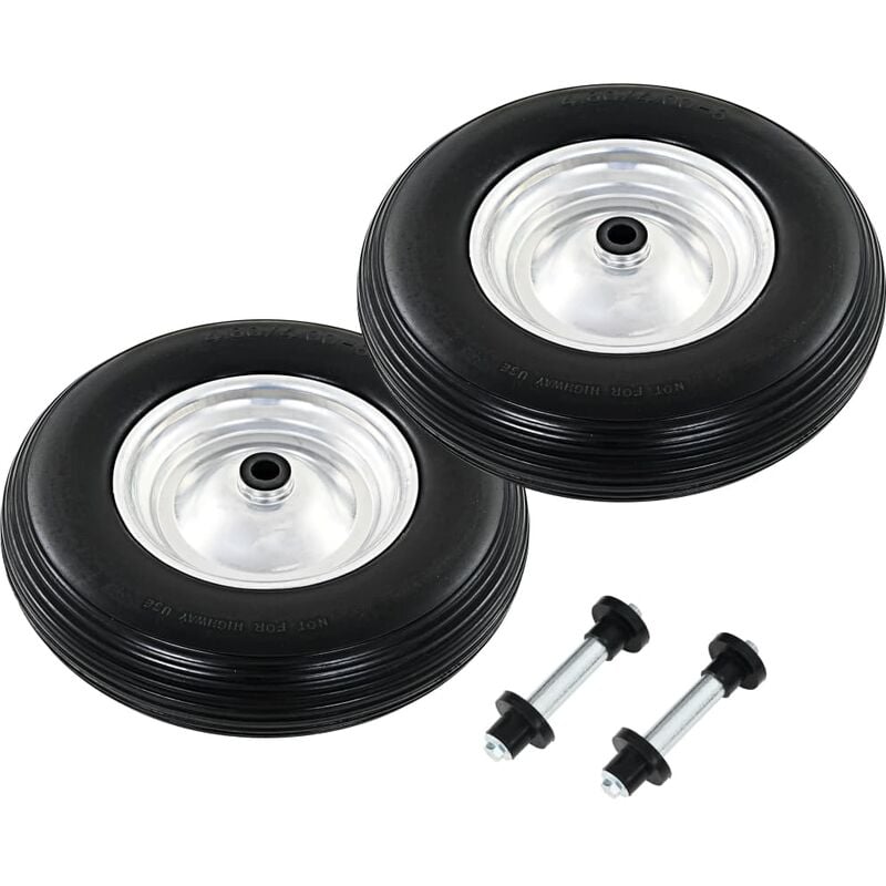 

Ruedas de carretillas 2 uds con ejes macizo PU 4.00-8 390 mm - Negro
