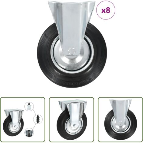 Ruedas de goma -  Ruedas fijas 8 unidades 200 mm