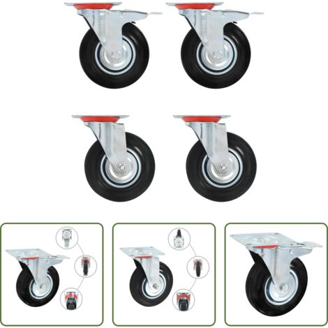 Ruedas de goma -  Ruedas giratorias 4 unidades 125 mm