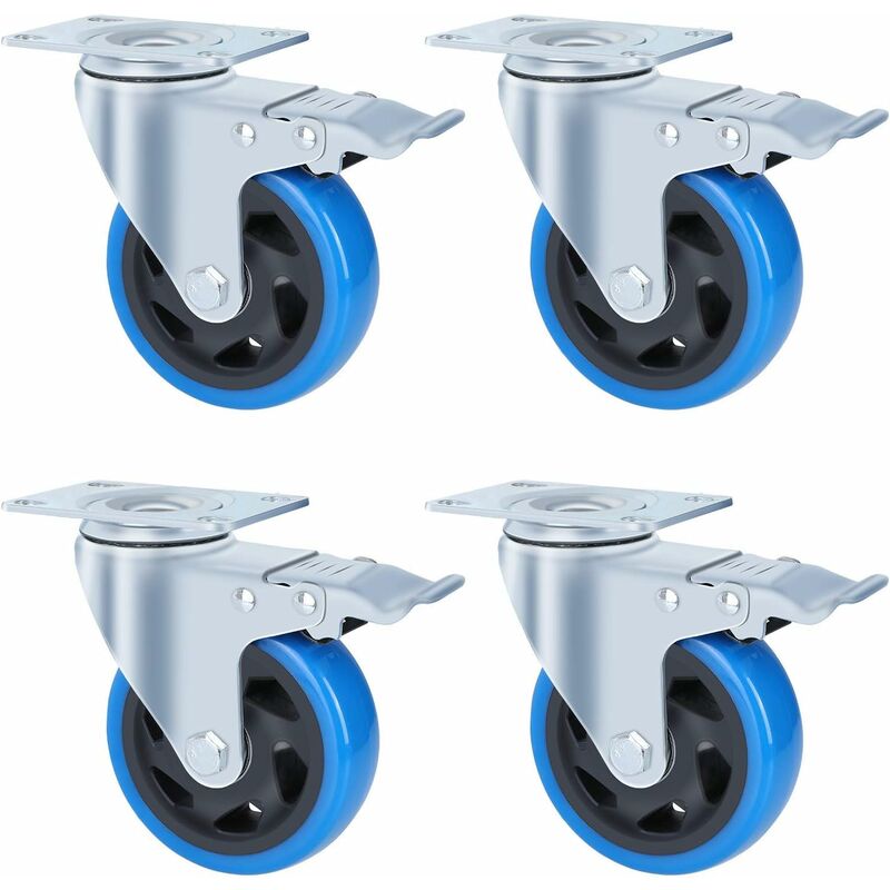 

Ruedas de transporte,Ruedas para muebles de 4 piezas Ruedas giratorias de 100 mm con poliuretano de 4 frenos, capacidad de carga 450 kg