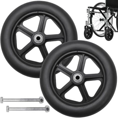 Ruedas delanteras Tigrezy de 8 pulgadas, 2 unidades de repuesto para silla de ruedas, llanta sólida antideslizante, 190 mm, color gris y negro, ruedas para silla de ruedas (negro)