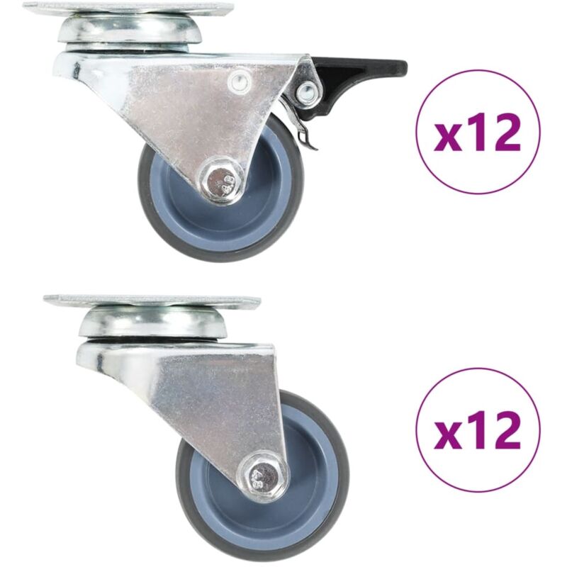 

vidaXL Ruedas dobles giratorias 24 unidades 50 mm