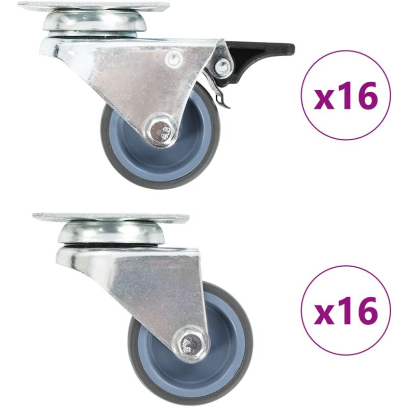 

vidaXL Ruedas dobles giratorias 32 unidades 50 mm