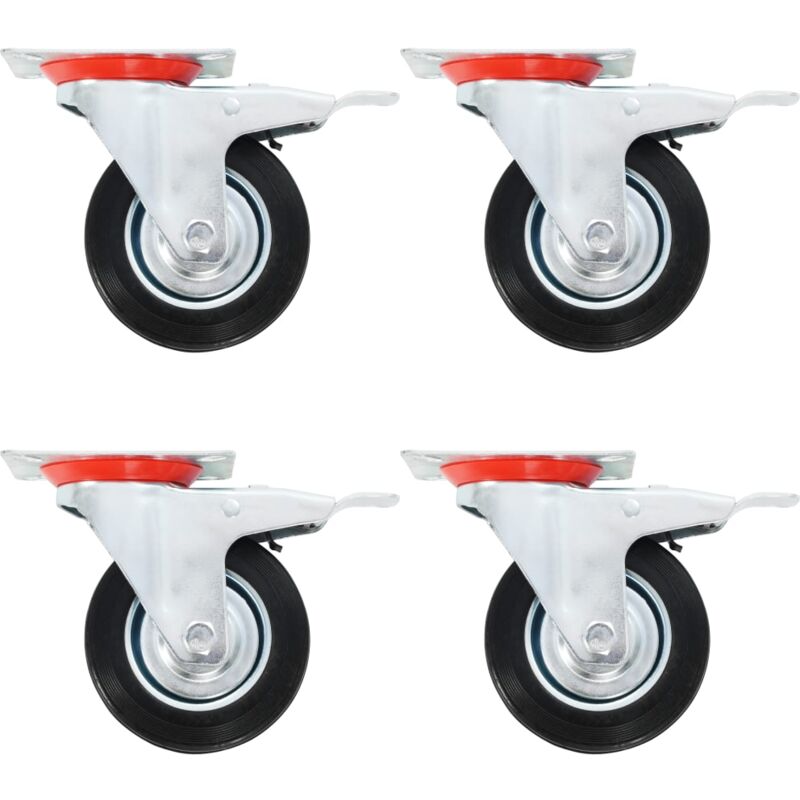 Ruedas giratorias con frenos dobles 4 unidades 100 mm vidaXL