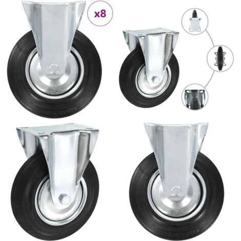 Ruedas fijas 8 unidades 200 mm - Ruedas de goma - Ruedas para muebles