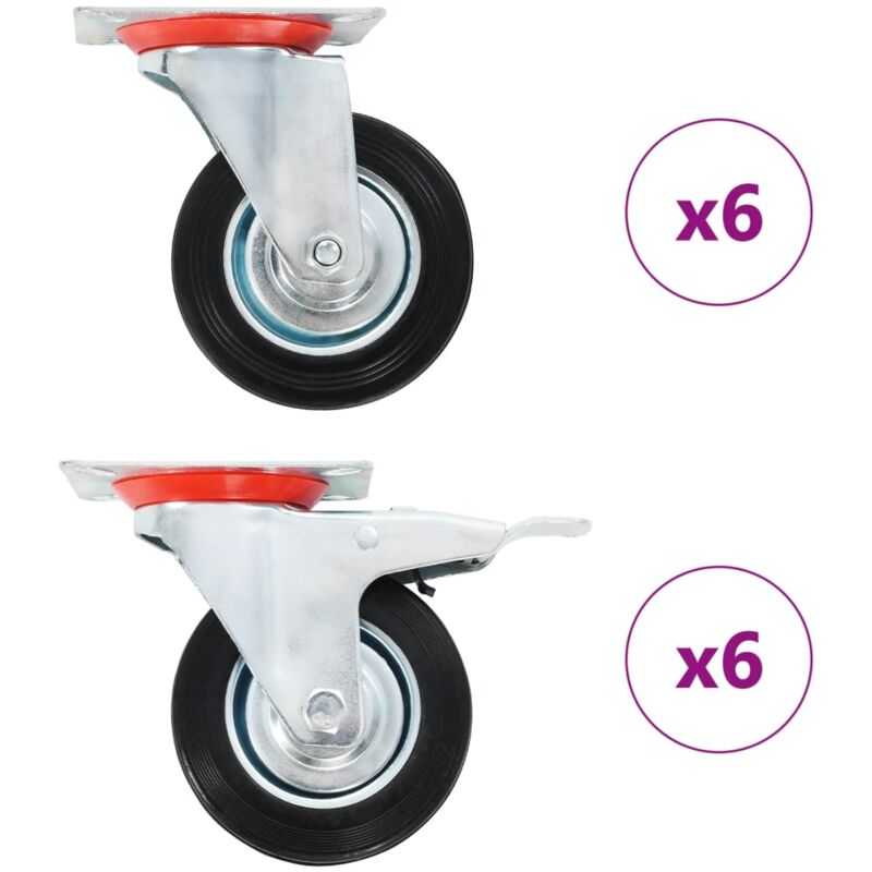 

vidaXL Ruedas giratorias 12 unidades 100 mm
