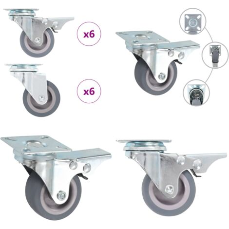 Ruedas giratorias 12 unidades 50 mm - Ruedas para muebles - Ruedas para trolleys