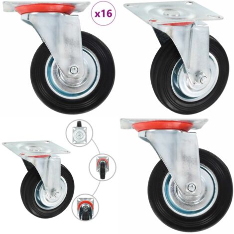 Ruedas giratorias 16 unidades 100 mm - Ruedas de goma - Ruedas para muebles