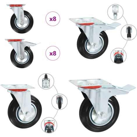 Ruedas giratorias 16 unidades 160 mm - Ruedas de goma - Ruedas para muebles