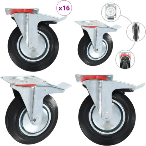 Ruedas giratorias 16 unidades 200 mm - Ruedas de goma - Ruedas para muebles