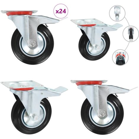 Ruedas giratorias 24 unidades 160 mm - Ruedas de goma - Ruedas para muebles
