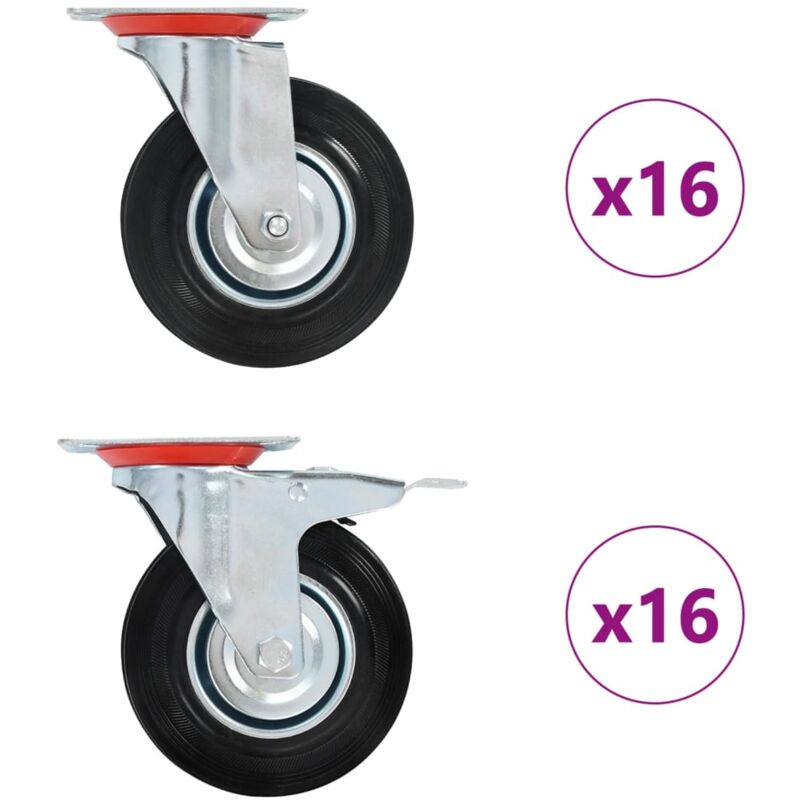 

vidaXL Ruedas giratorias 32 unidades 125 mm