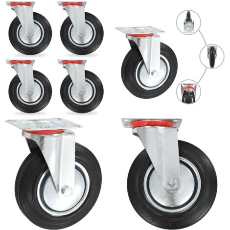 Ruedas giratorias 4 unidades 200 mm - Ruedas de goma - Ruedas para muebles