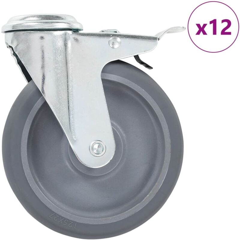 

vidaXL Ruedas giratorias con agujero pasador 12 unidades 125 mm