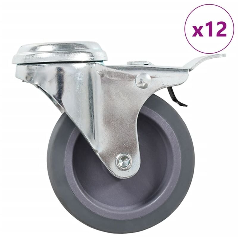 

vidaXL Ruedas giratorias con agujero pasador 12 unidades 75 mm