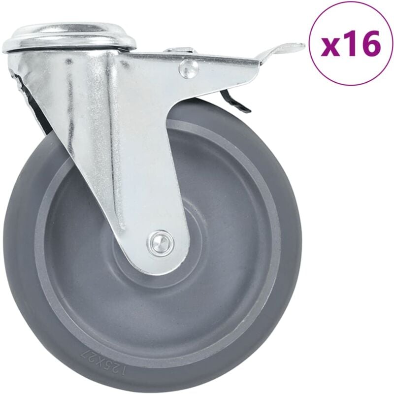 

vidaXL Ruedas giratorias con agujero pasador 16 unidades 125 mm