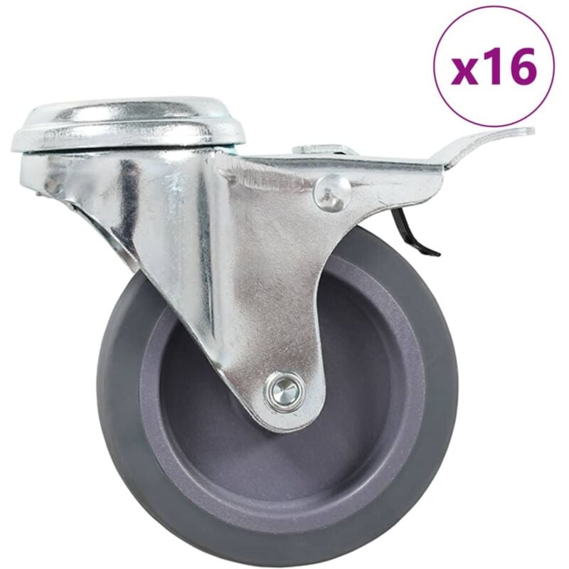 

vidaXL Ruedas giratorias con agujero pasador 16 unidades 75 mm