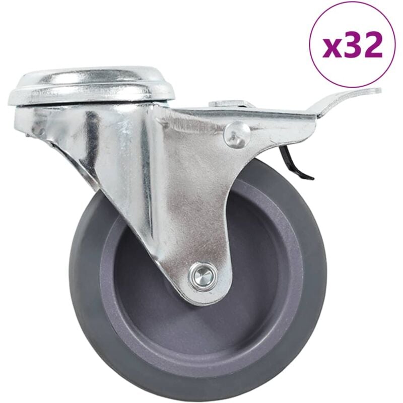 

vidaXL Ruedas giratorias con agujero pasador 32 unidades 75 mm