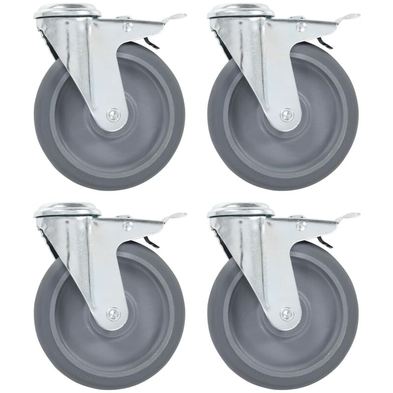 

Ruedas giratorias agujero pasador y frenos dobles 4 uds 125 mm
