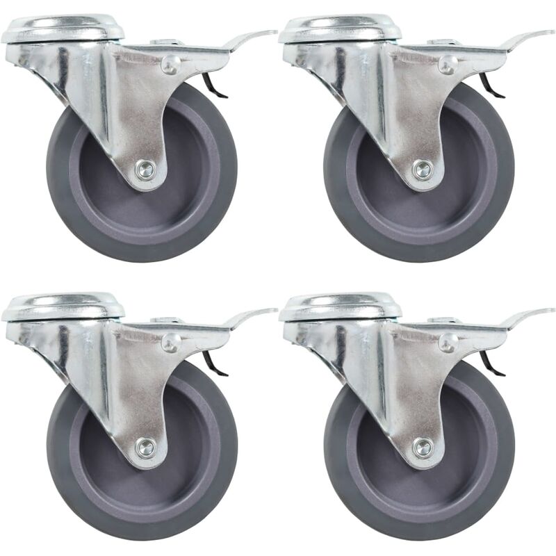 

Ruedas giratorias agujero pasador y frenos dobles 4 uds 75 mm
