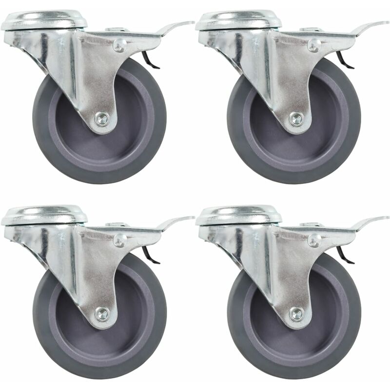 

Ruedas giratorias agujero pasador y frenos dobles 4 uds 75 mm