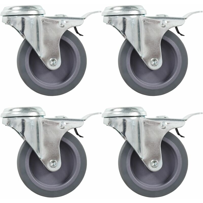 

Ruedas giratorias agujero pasador y frenos dobles 4 uds 75 mm