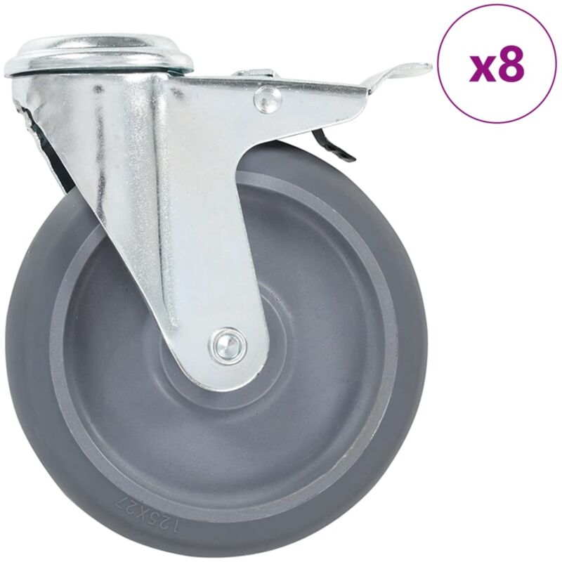 

vidaXL Ruedas giratorias con agujero pasador 8 unidades 125 mm