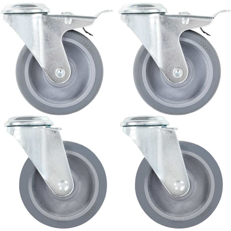 

Ruedas giratorias con agujero pasador 12 unidades 100 mm