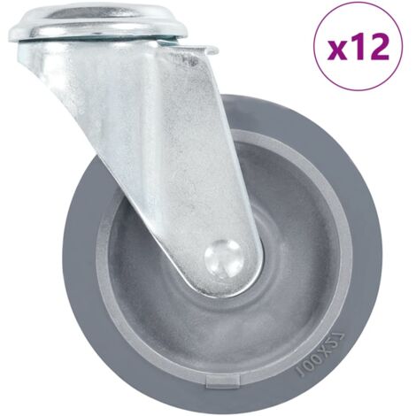 Ruedas giratorias con agujero pasador 12 unidades 100 mm