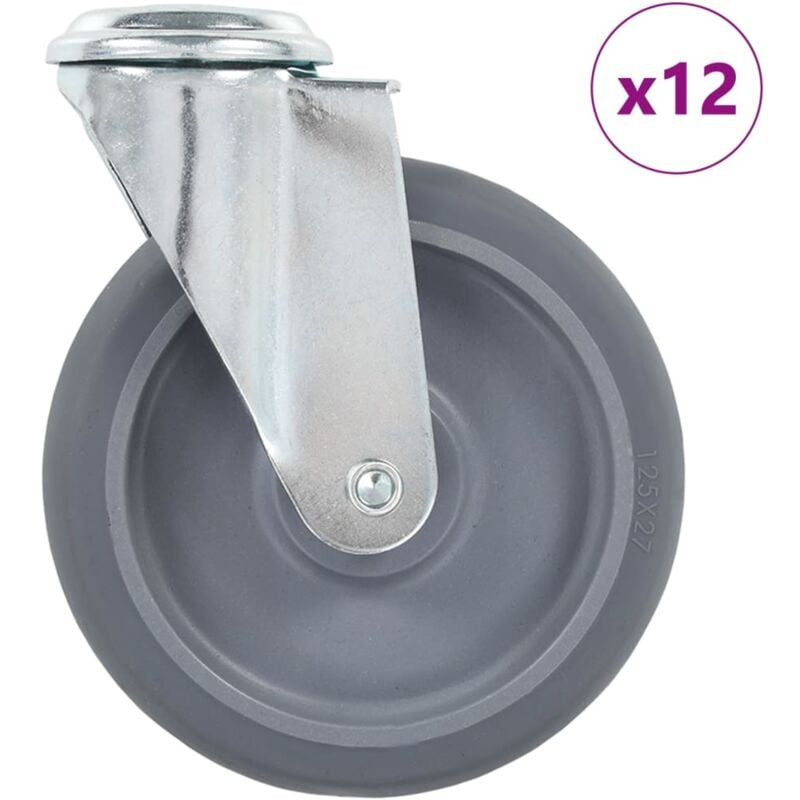 

vidaXL Ruedas giratorias con agujero pasador 12 unidades 125 mm