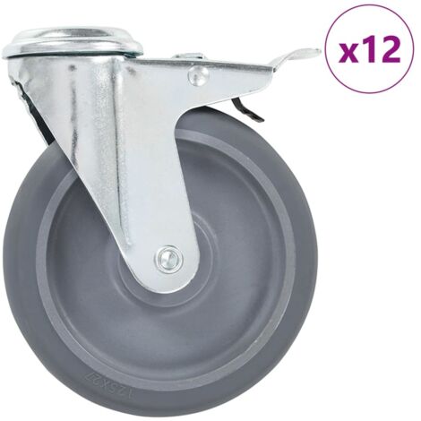 Ruedas giratorias con agujero pasador 12 unidades 125 mm vidaXL