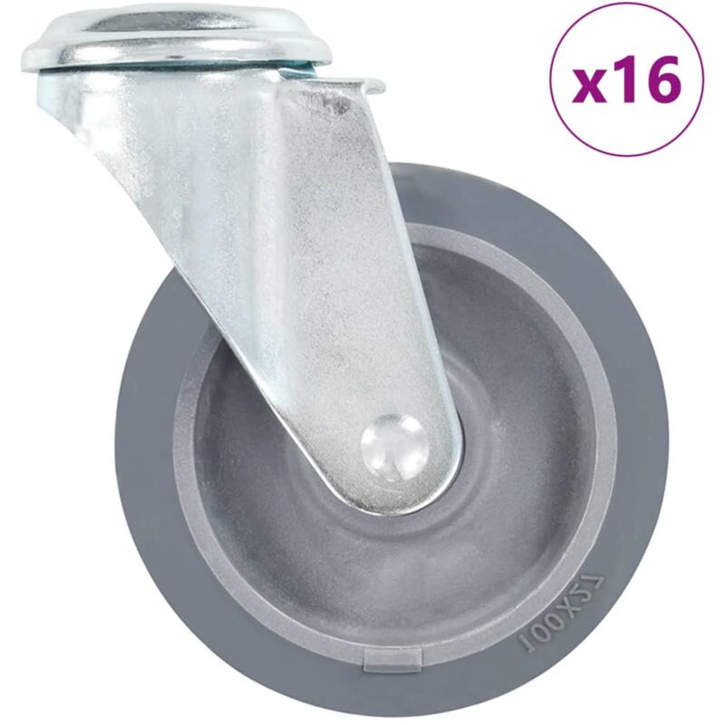 

vidaXL Ruedas giratorias con agujero pasador 16 unidades 100 mm