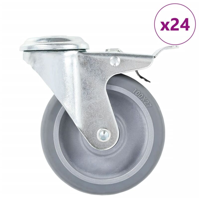 

vidaXL Ruedas giratorias con agujero pasador 24 unidades 100 mm