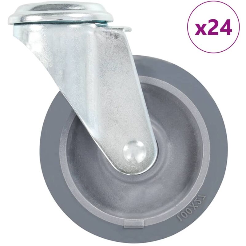 

vidaXL Ruedas giratorias con agujero pasador 24 unidades 100 mm