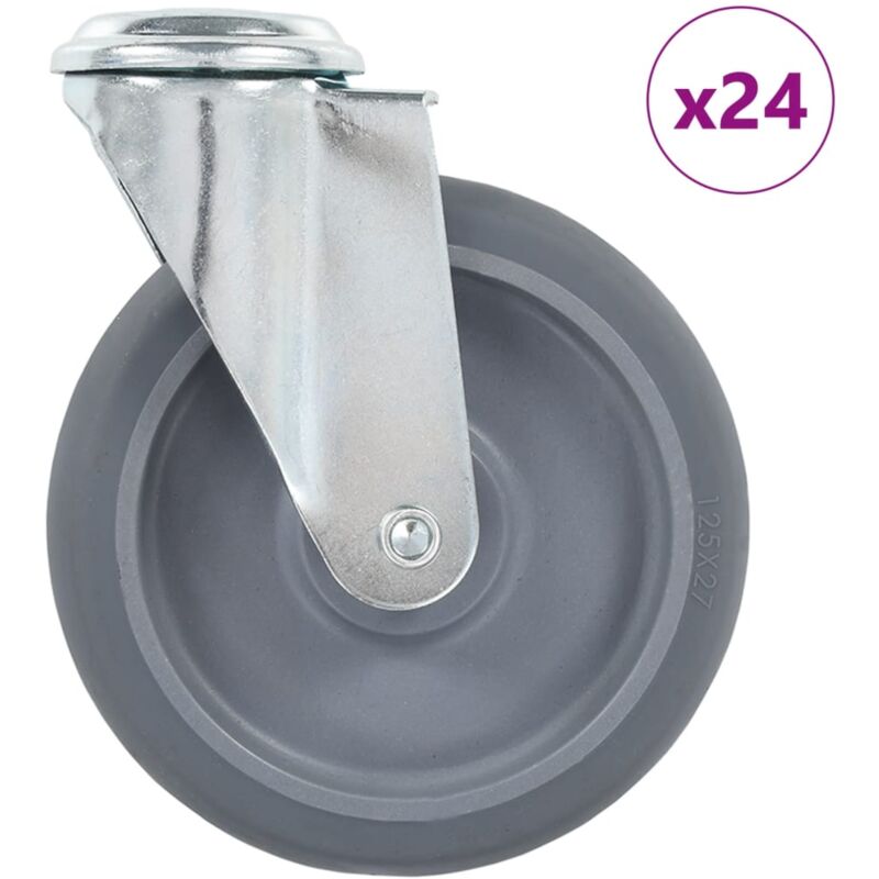 

vidaXL Ruedas giratorias con agujero pasador 24 unidades 125 mm