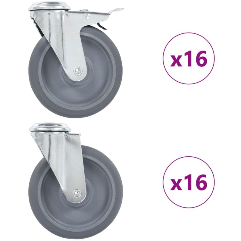 

Ruedas giratorias con agujero pasador 32 unidades 125 mm - Vidaxl