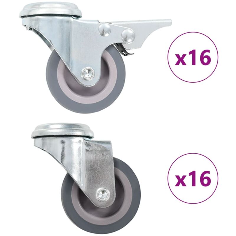 

Vidaxl - Ruedas giratorias con agujero pasador 32 unidades 50 mm