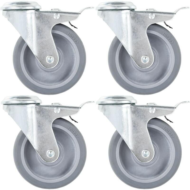 

Ruedas giratorias con agujero pasador 8 unidades 100 mm