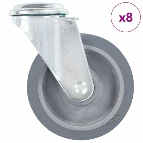Ruedas giratorias con agujero pasador 8 unidades 100 mm