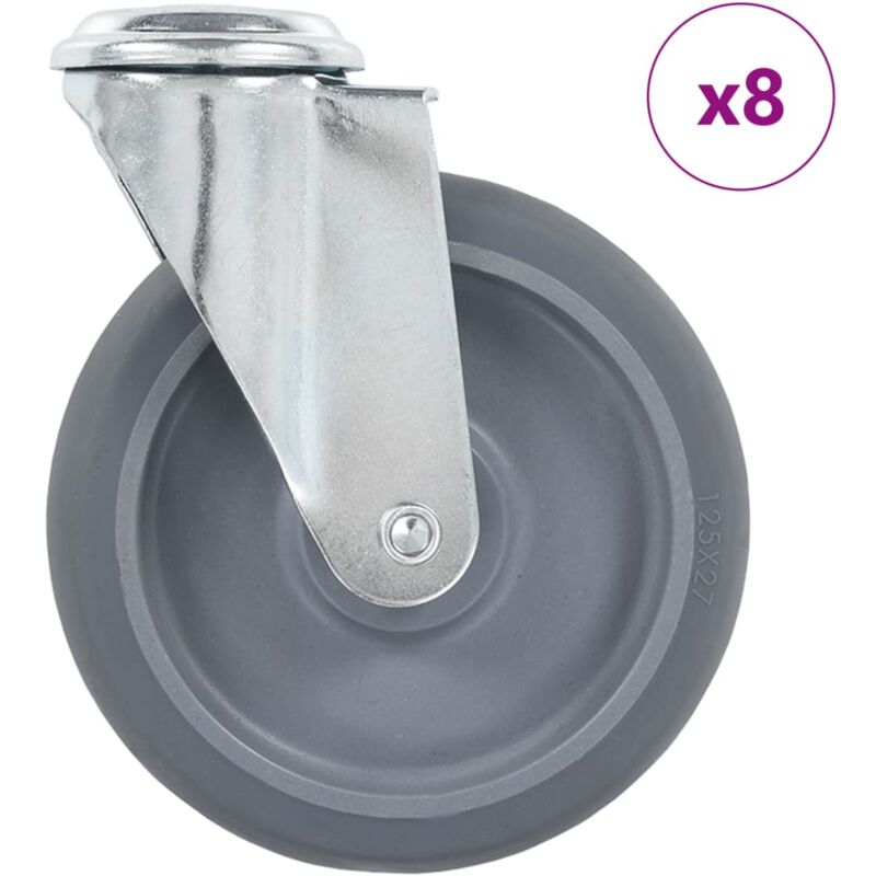 

vidaXL Ruedas giratorias con agujero pasador 8 unidades 125 mm