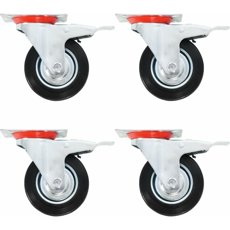 

Ruedas giratorias con frenos dobles 4 unidades 100 mm