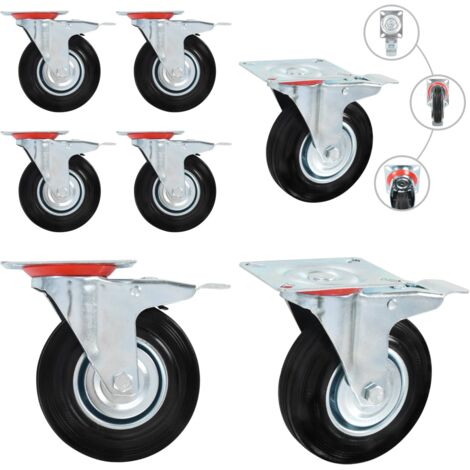 Ruedas giratorias con frenos dobles 4 unidades 125 mm - Ruedas con frenos - Ruedas para muebles