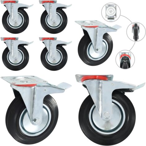 Ruedas giratorias con frenos dobles 4 unidades 200 mm - Ruedas con frenos - Ruedas para muebles