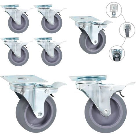 Ruedas giratorias con frenos dobles 4 unidades 75 mm - Ruedas con frenos - Ruedas para muebles